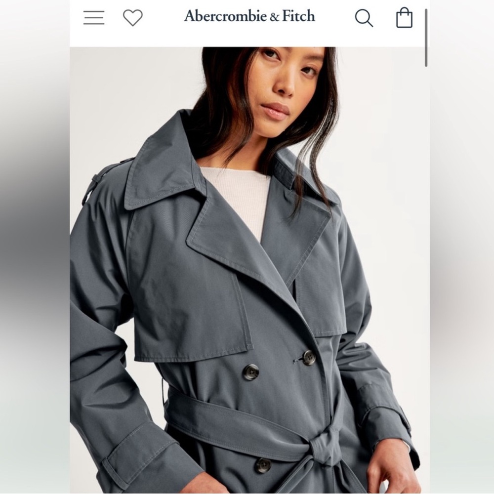 NWT Abercrombie & Fitch Women’s Classic Long Trench in Grey